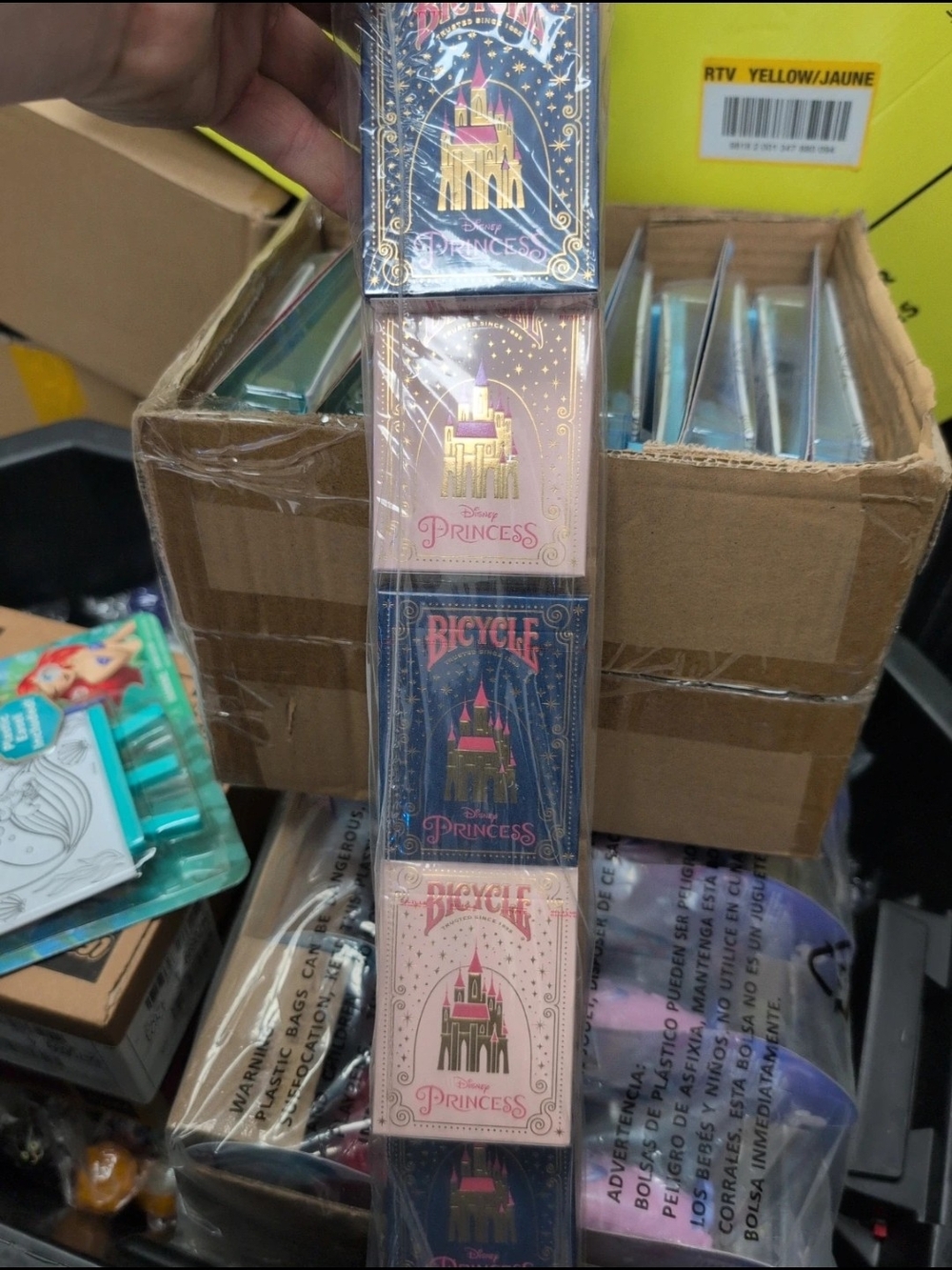 Bicycle Disney Princess Playing Cards - Pink & Navy Castle Design